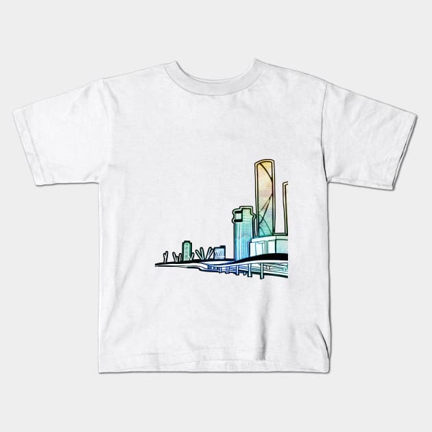 Brisbane City Australia - A Cityscape Kids T-Shirt by annaleebeer